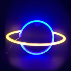 Διακοσμητικό από Neon LED ΠΛΑΝΗΤΗΣ με μπαταρία (3xAA) ή USB χρυσό και Μπλε IP20 17.5x2x30cm | Aca Lighting | X041166319